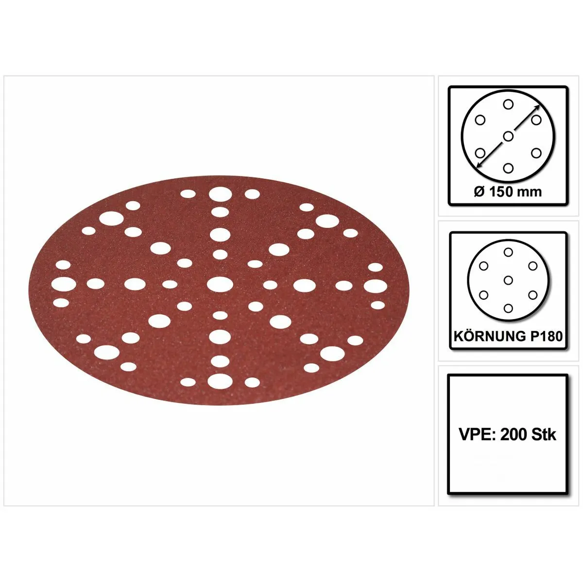 Festool STF D150/48 Meules Ruby 2 P180 150 mm - 200 pièces (4x 575192) pour RO 150, ES 150, ETS 150, ETS EC 150, LEX 150, WTS 150, HSK-D 150