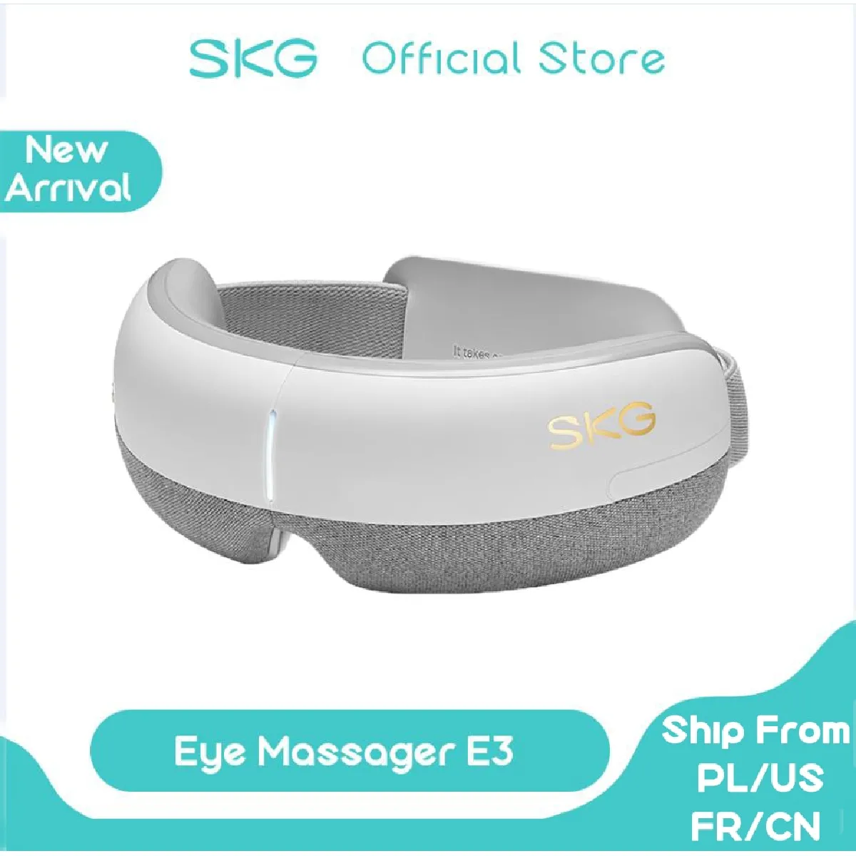 SKG Intelligent Eye Massager E3 Airbag Shiatsu Vibration Mirror Appareil Hot Compress Bluetooth 5 Puce Skin Friendly EMS - Eye Massager