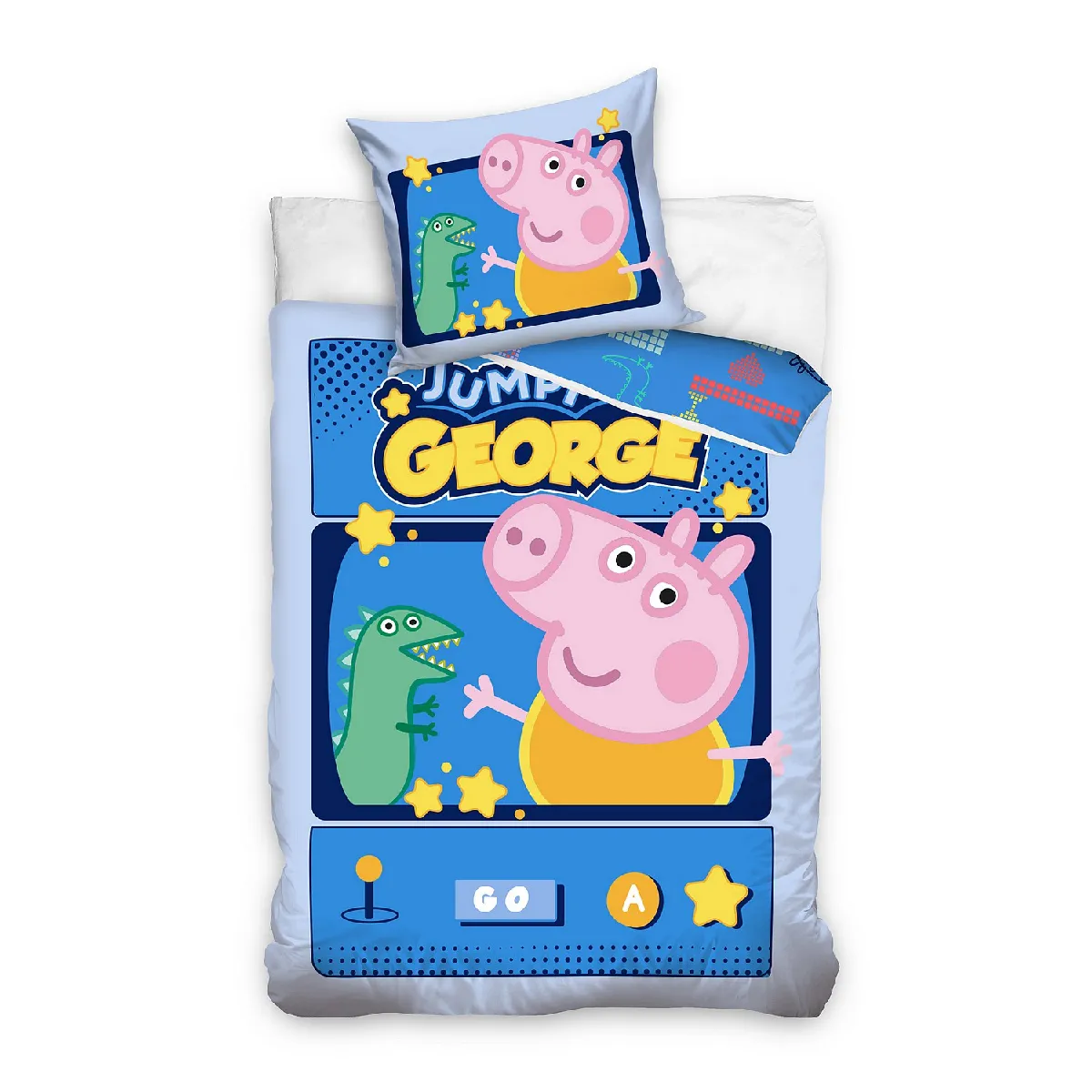 Parure de lit Peppa Pig "Jumpy Georges gamer et jeux vidéo" Nickelodeon 140x200cm