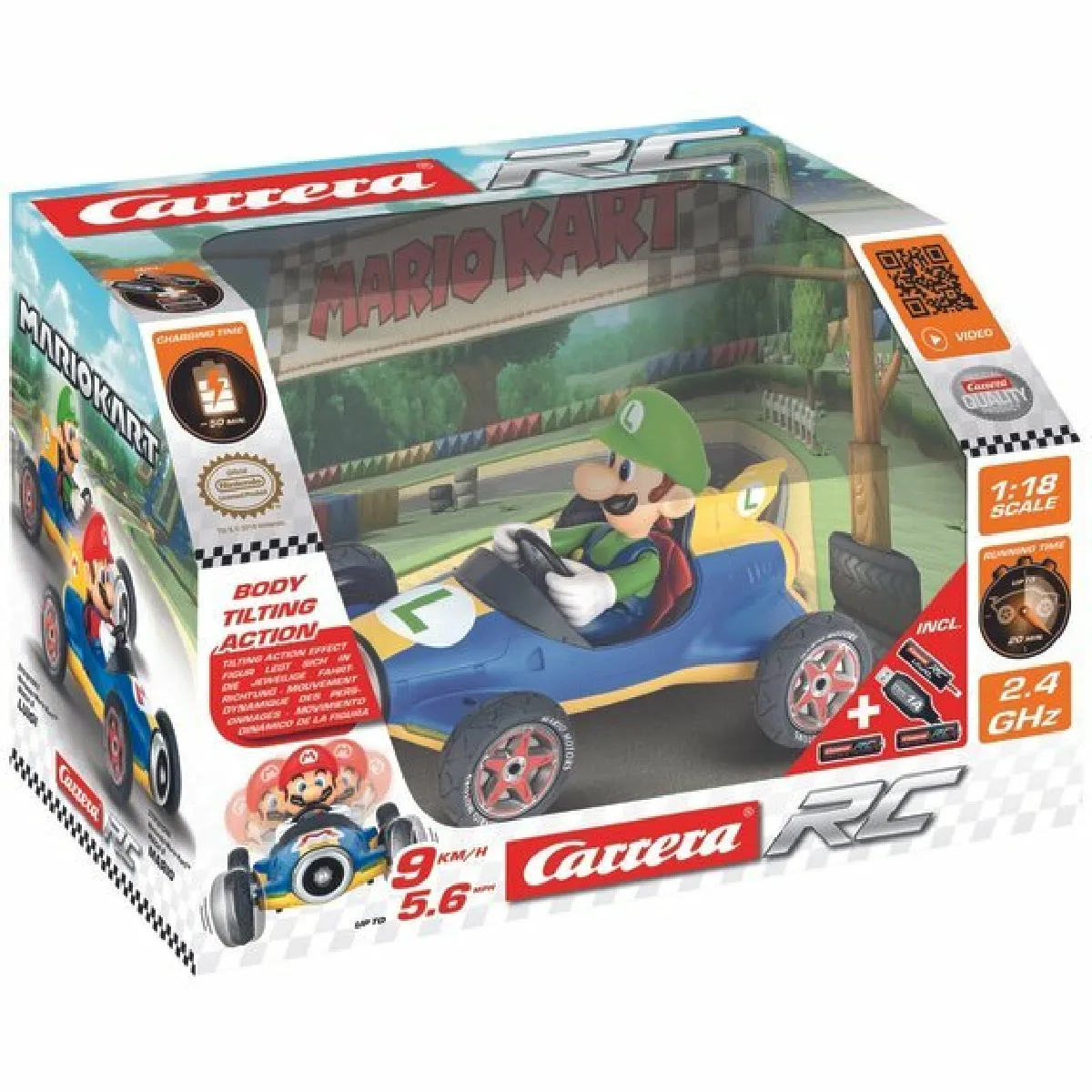 Voiture Carrera radiocommandée 1/18 Mario Kart Mach 8 Luigi