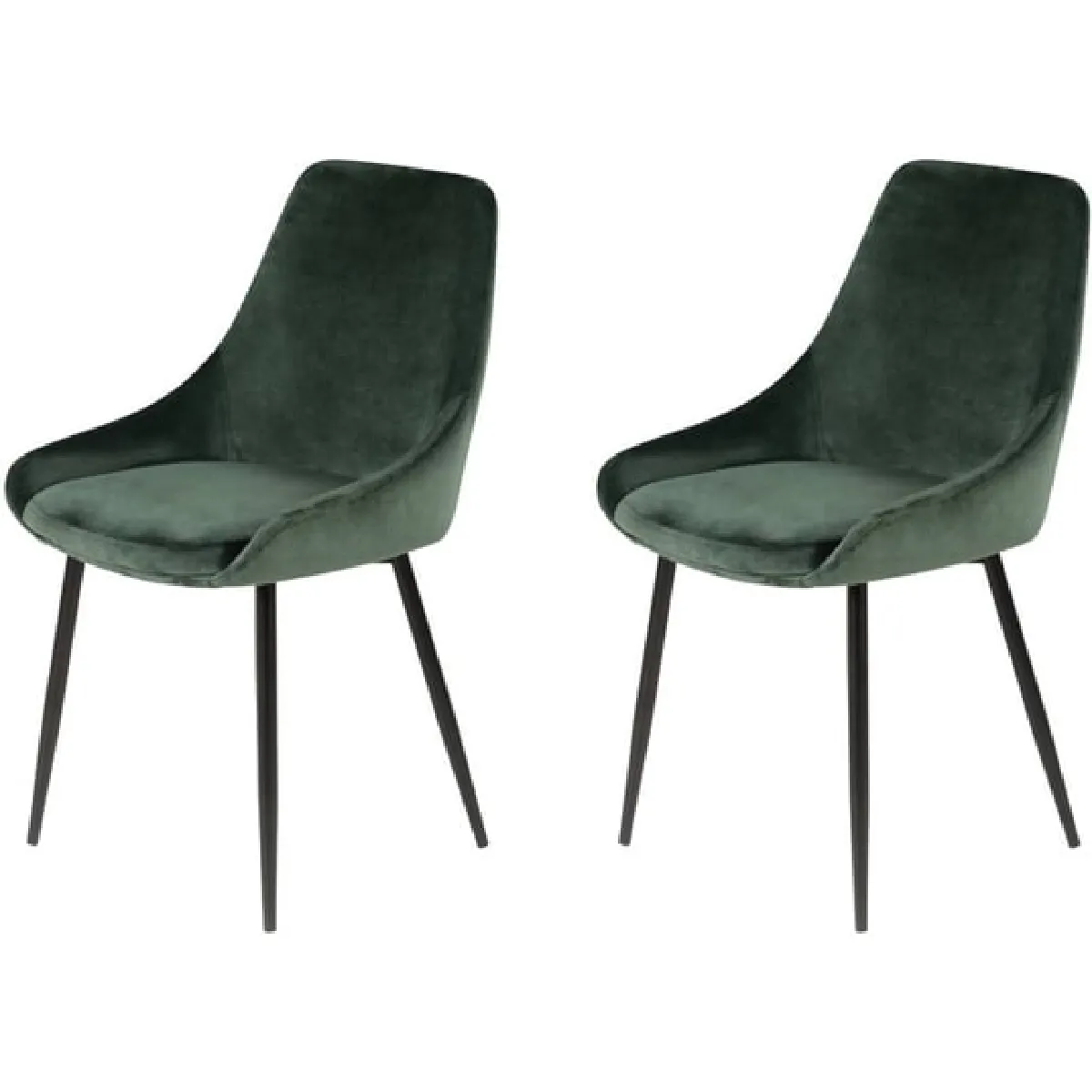 Chaise Lot de 2 chaises Bari Velour Vert sapin