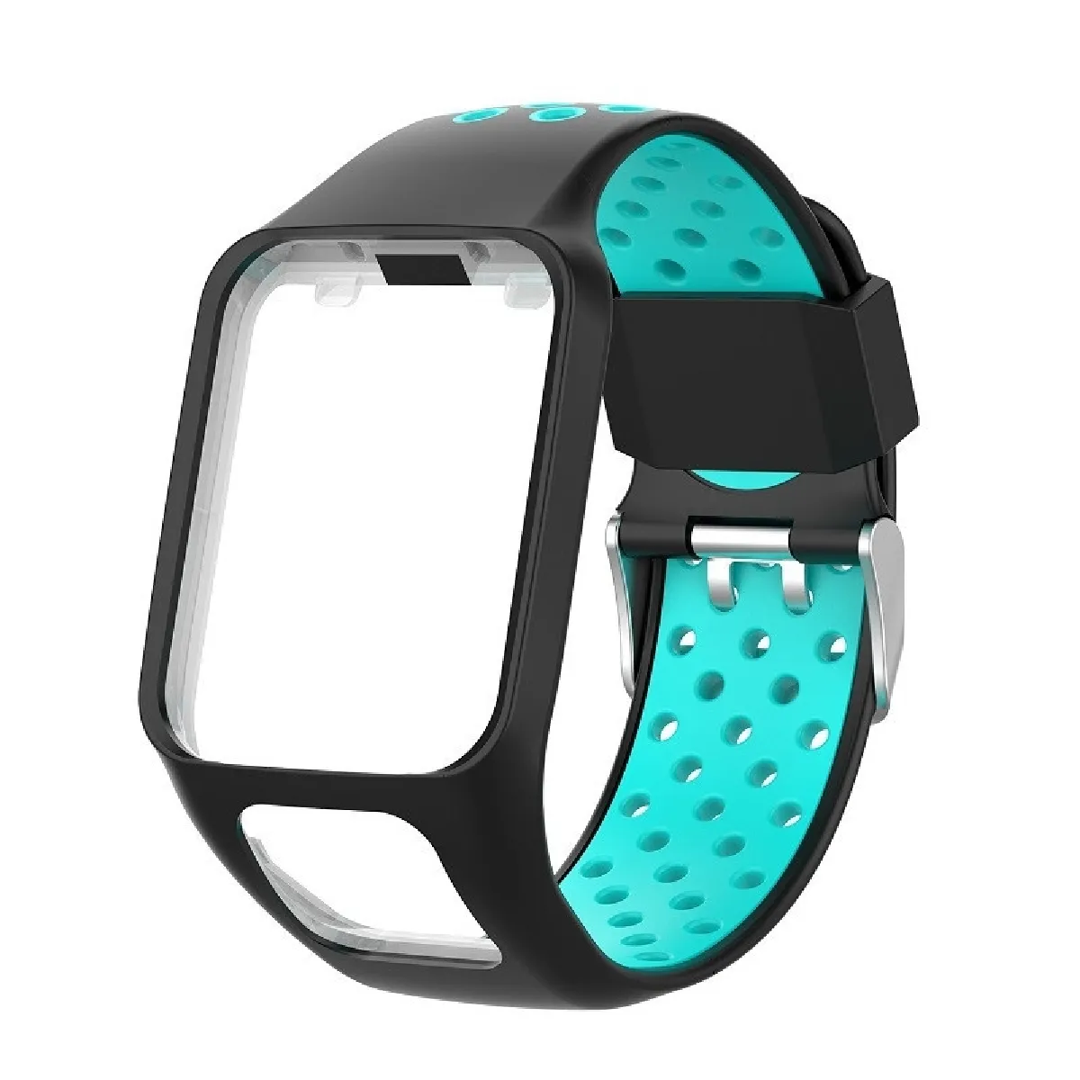 Bracelet pour montre connectée TomTom Spark Runner 2/3 Strapmodèle universelsiliconecouleurs Black Lake Blue