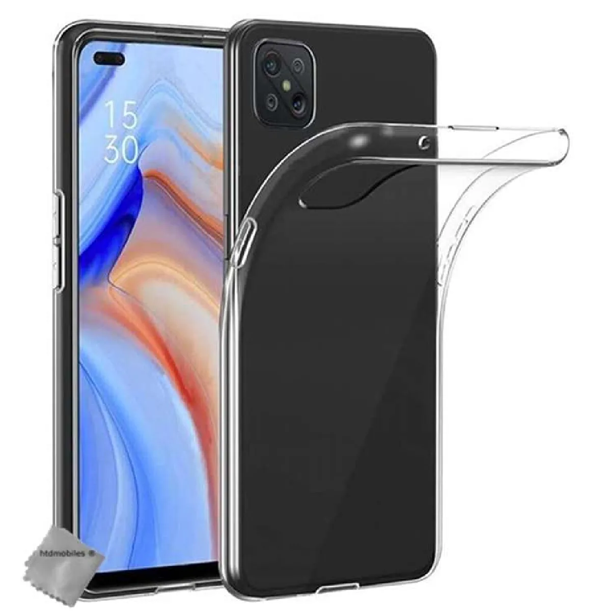 Coque silicone gel fine pour Oppo Reno 4 Z 5G + film ecran - TPU TRANSPARENT