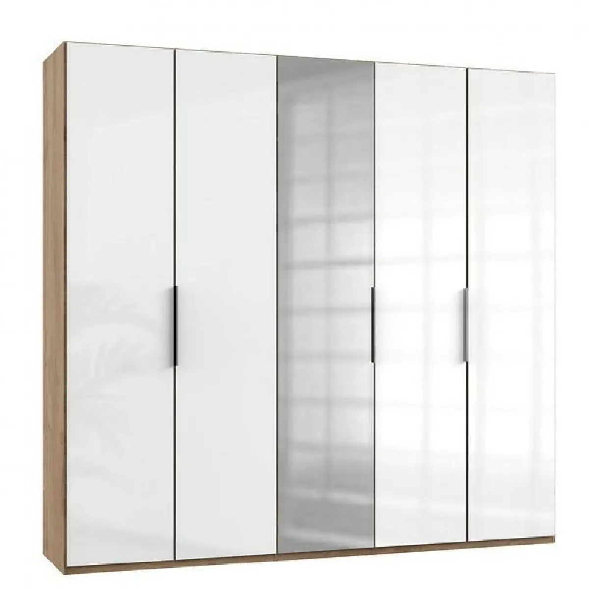 Armoire penderie LISEA 4 portes verre blanc 1 porte miroir 250 x 236 cm HT