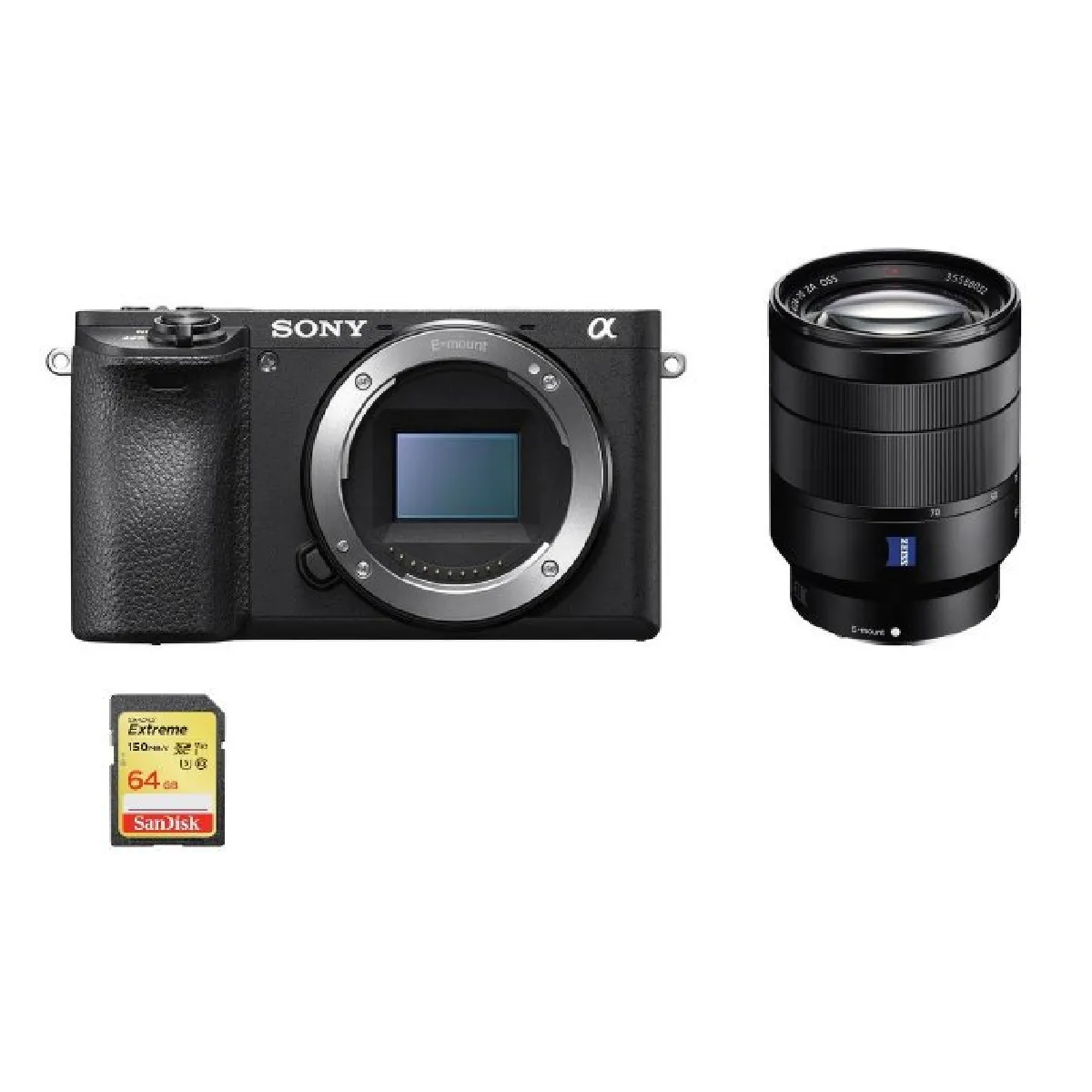 SONY A6500 Black + SEL 24-70MM F4 ZA OSS + 64GB SD card