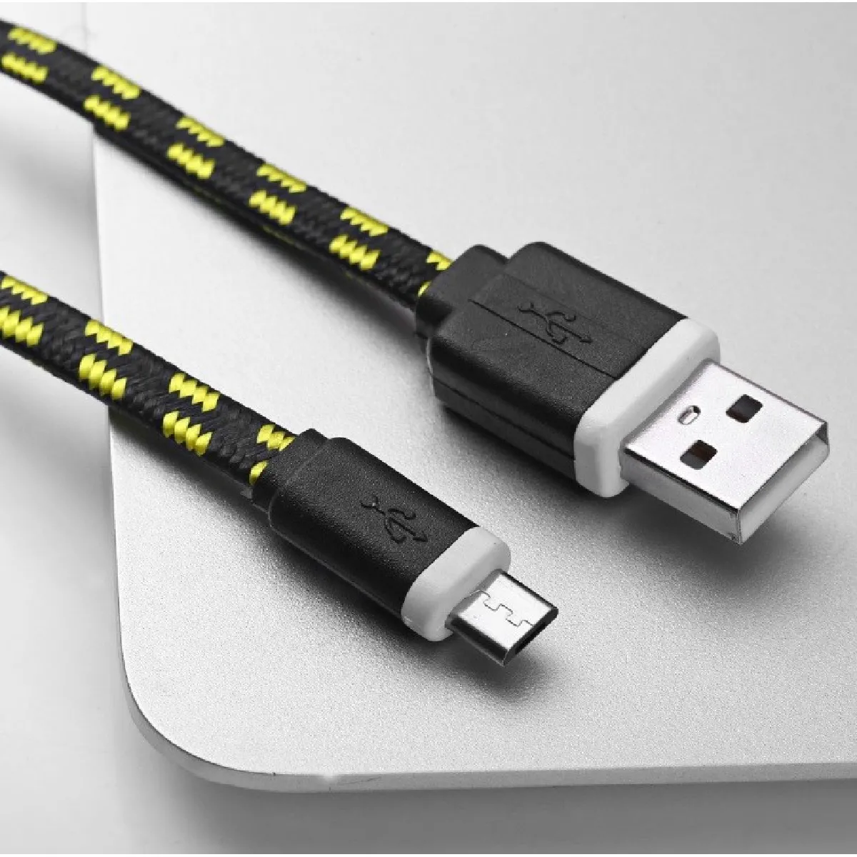 Cable Tresse 1m Micro USB pour AMAZON Fire HD 8 Smartphone Android Chargeur USB Lacet Fil Nylon (NOIR)