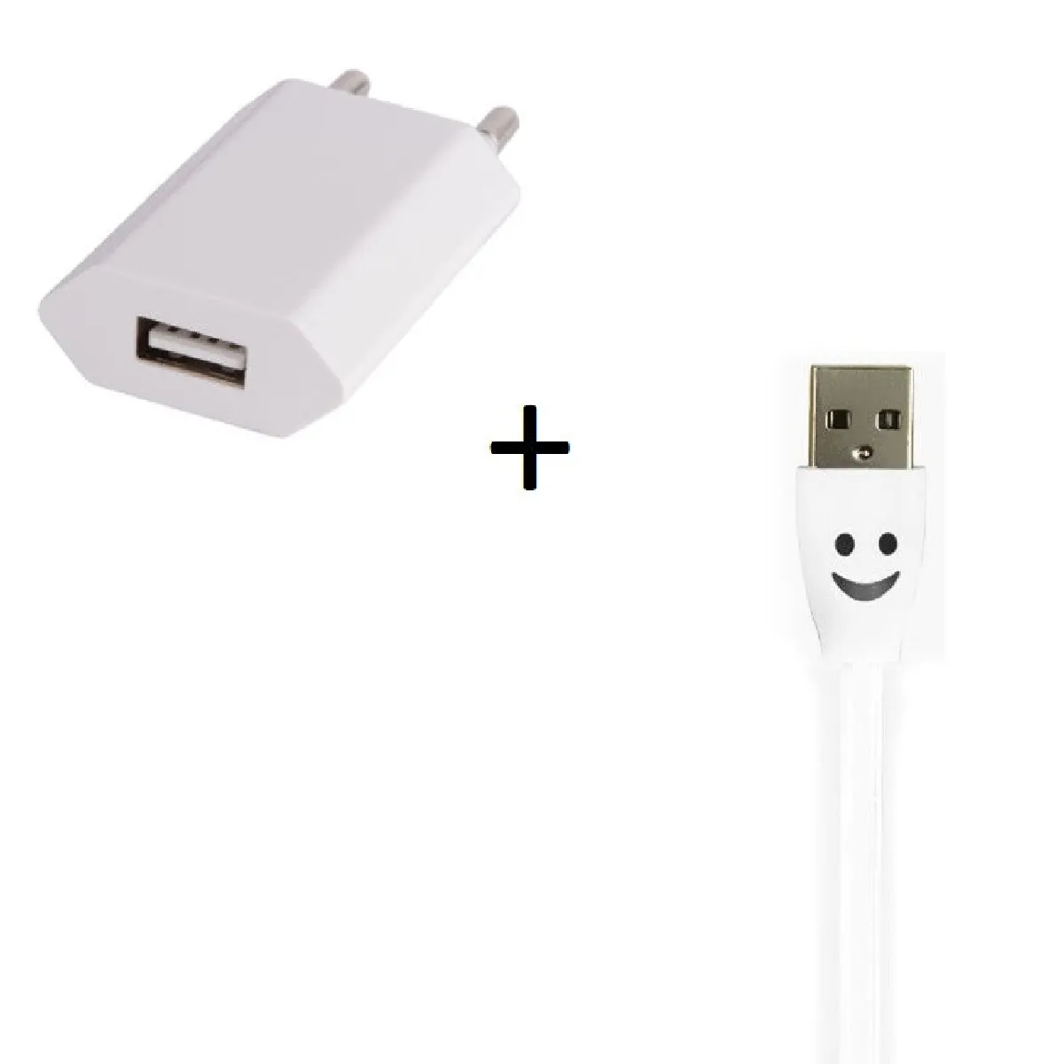 Pack Chargeur pour IPHONE 8 PLUS Lightning (Cable Smiley LED + Prise Secteur USB) APPLE Connecteur (BLANC)