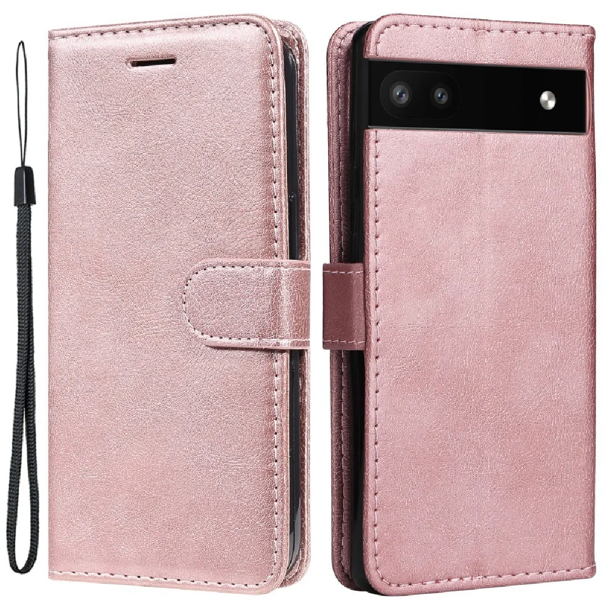 Housse pour Google Pixel 6a 5G - etui coque pochette portefeuille + film ecran - ROSE