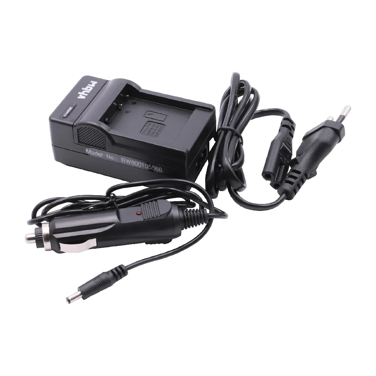 vhbw câble et socle de recharge, chargeur, bloc d´alimentation incl. allume cigare pour Panasonic Lumix DMC-GM5,DMC-GM5K,DMW-BLH7,DMW-BLH7E,DMW-BLH7PP