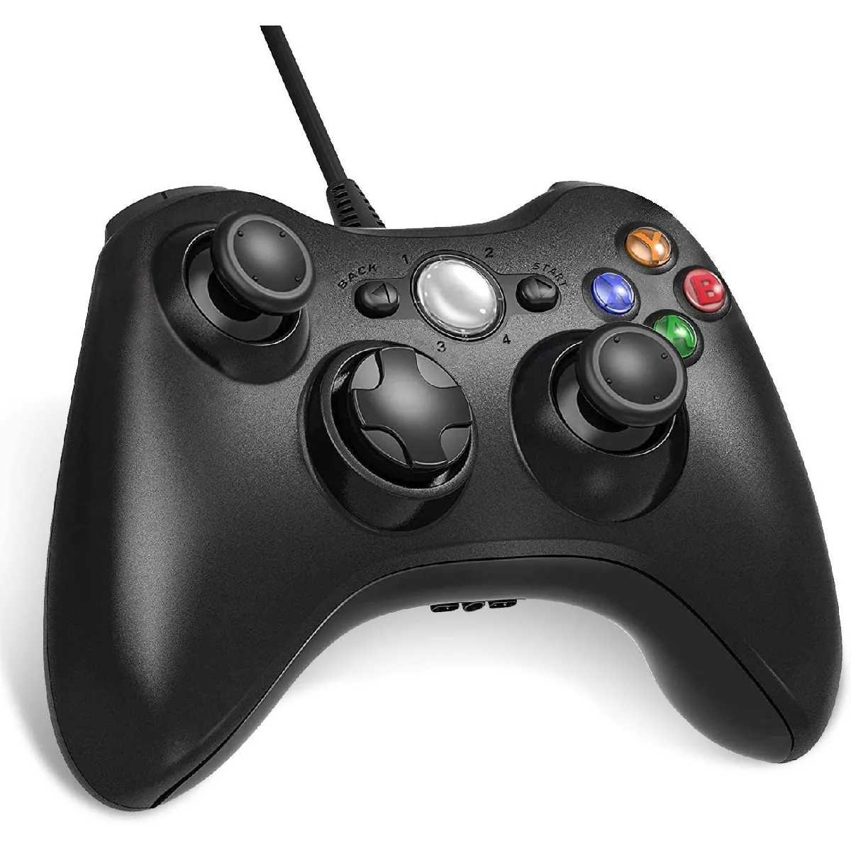 Manette Xbox 360, Manette Xbox PC Joystick et Xbox 360 de Connection USB - Double Vibration - Design Ergonomique, Idéal pour Vos Sessions de Jeux sur Xbox et PC (Windows7/8/8.1/10/XP/Vista)(noir)