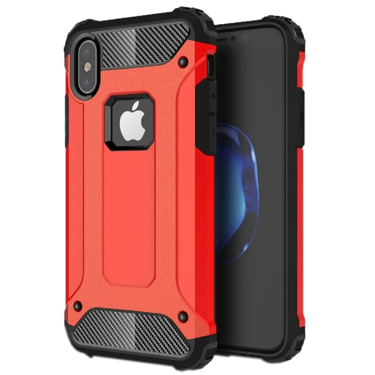 Coque renforcée rouge pour iPhone X TPU + PC Combinaison Cas