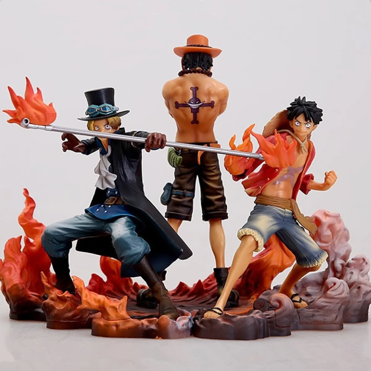 3 Figurines Anime Singe D Luffy Ace Saab 3 Frères Set PVC Action Picture Collection Modèle Poupée 14 17cm   Action People(Coloré)