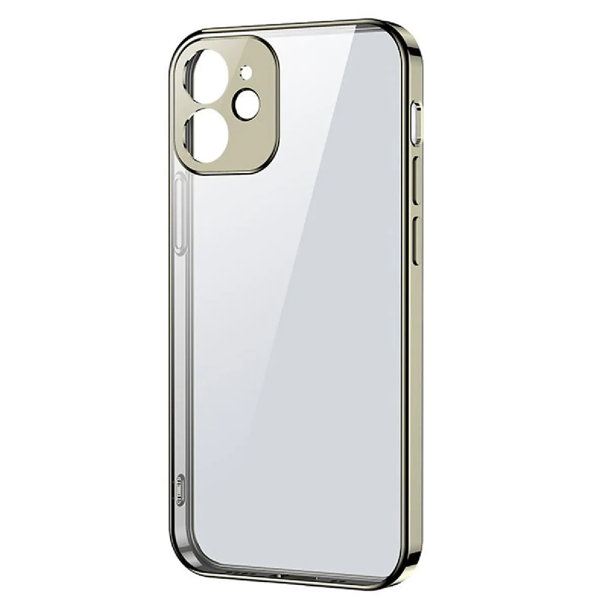 joyroom new beauty series etui   cadre metallique transparent ultra fin pour iphone 12 pro max gold (jr-bp744)