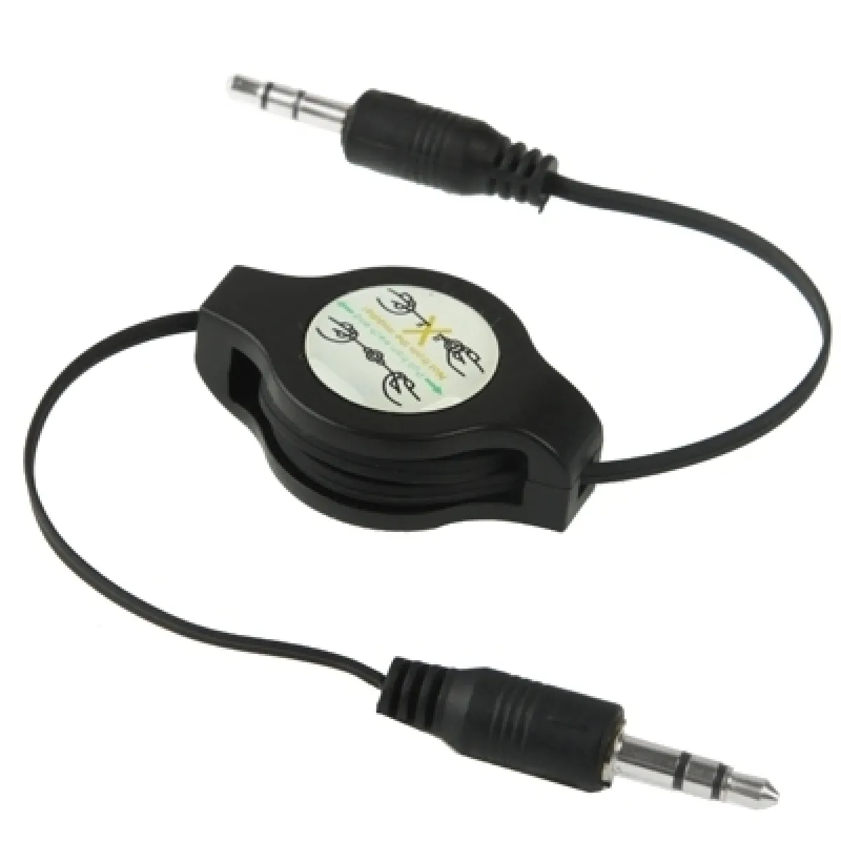 Câble noir pour iPhone / iPod / lecteur MP3 / téléphones mobiles / autres appareils avec une prise casque standard Jack 3,5 mm, longueur: 11cm peut être étendu à 80cm, Jack 3,5 mm Jack AUX rétractable