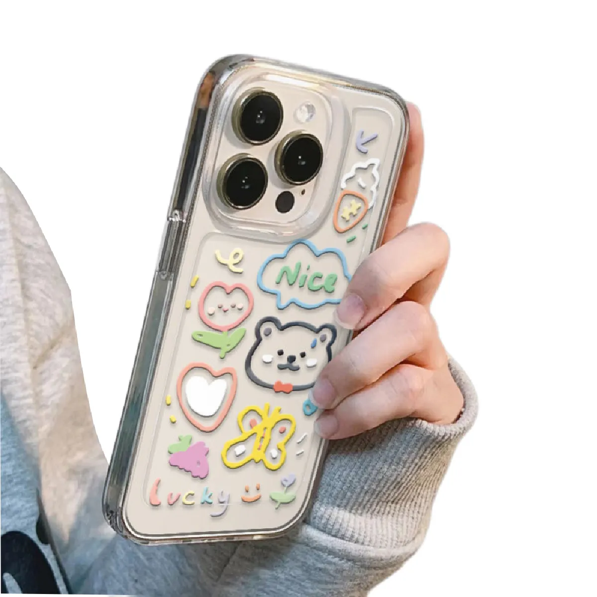 Coque de téléphone compatible avec la coque de téléphone iPhone 11, motif d'icône d'ours, antidérapant et antichoc, le meilleur cadeau pour petit ami et petite amie.