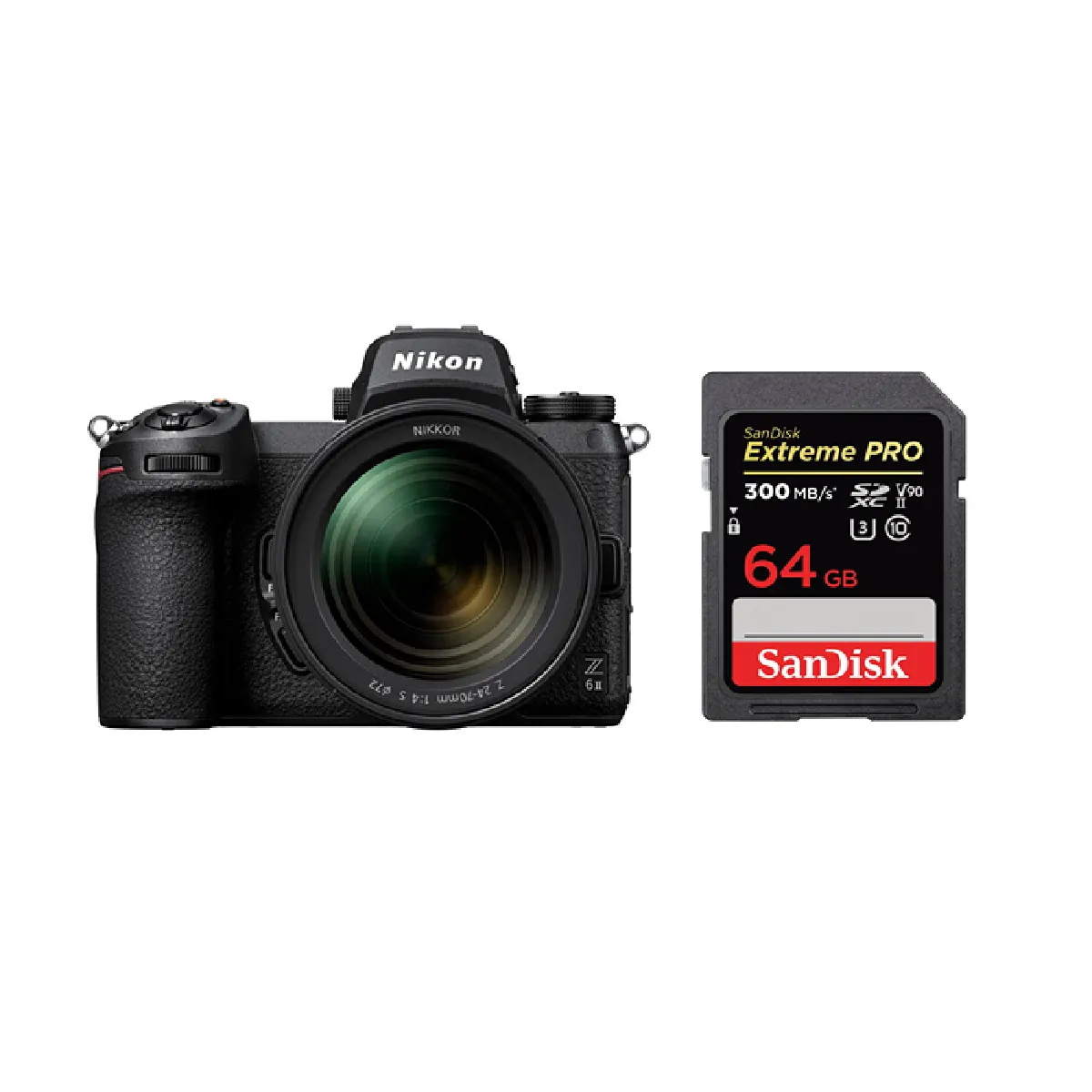 Nikon Z6 II Kit Z 24-70 mm f4 S+SanDisk 64 Go Extreme PRO UHS-II SDXC 300 Mo/s