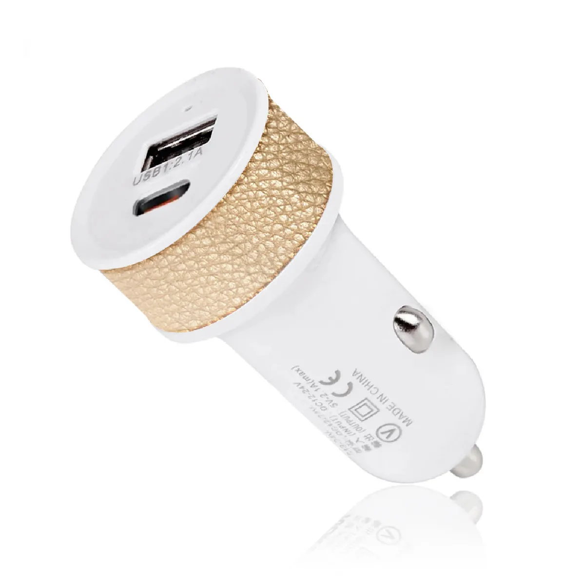 Chargeur Voiture Allume-cigare double charge port USB2 15W et USB-C 25W Blanc pour Samsung Galaxy S10E /Samsung Galaxy S10 Lite-Visiodirect