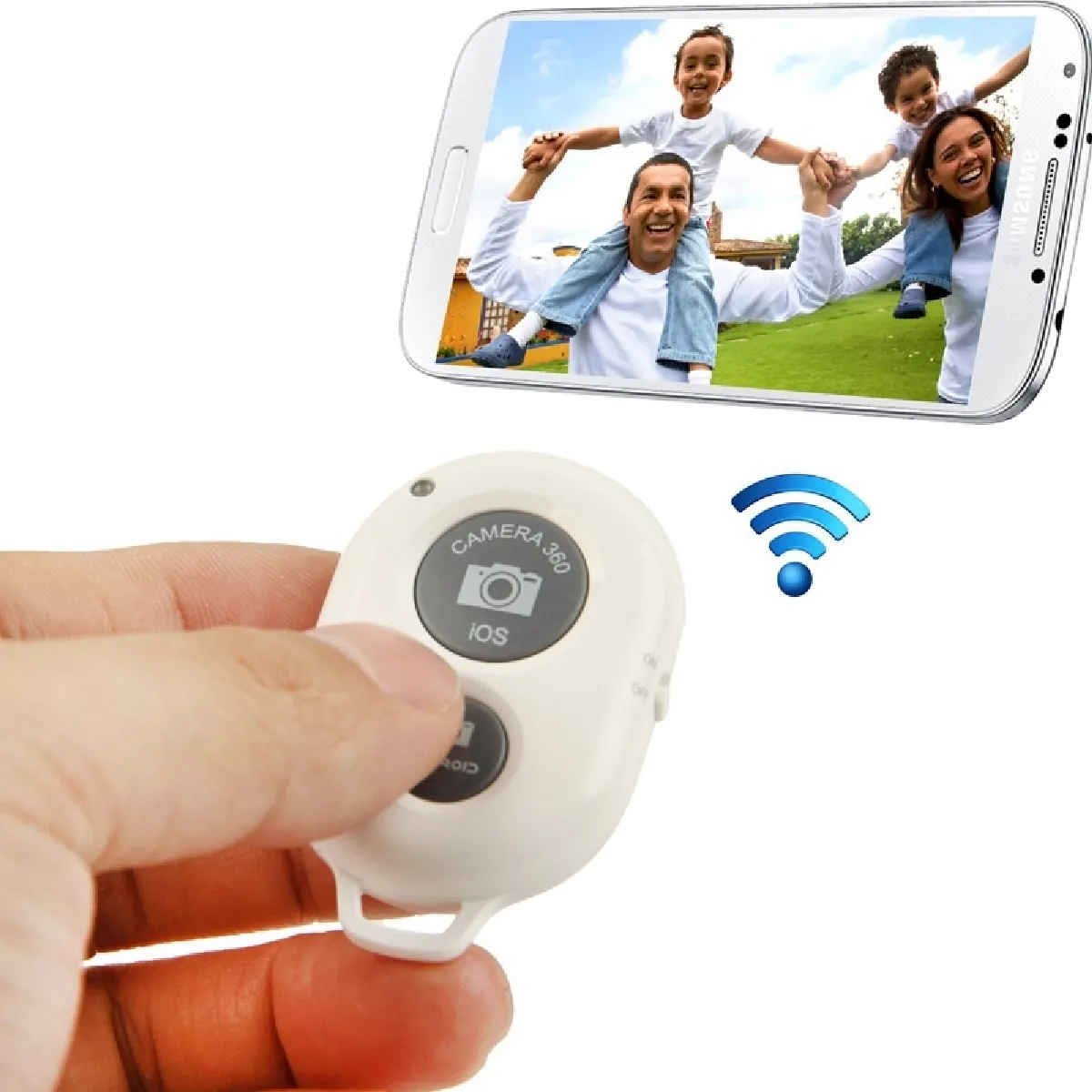 Pour iOS / iPhone 5 blanc et 5S 5C / iPad Air / mini, Android / Samsung Galaxy S5 / S4 / Note 3 / Moto X / Nexus 5 BRCMCOM Chip Universel Bluetooth 3.0 à distance déclencheur Camera Control retardateur