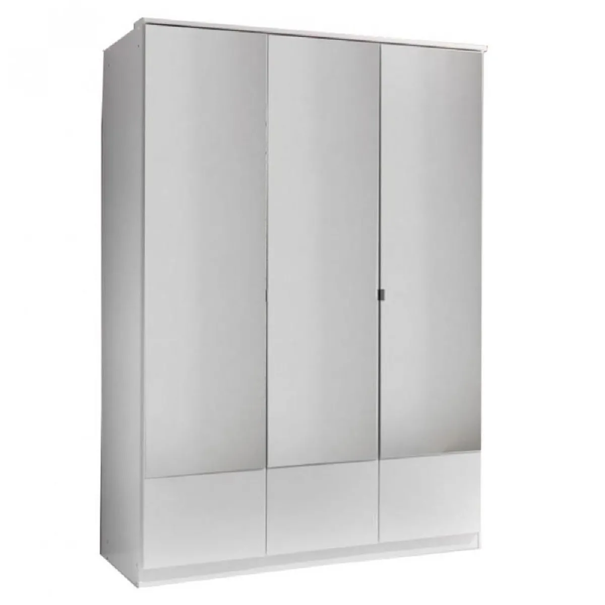 Armoire penderie DINGLE 3 portes miroirs 3 tiroirs largeur 135 blanche