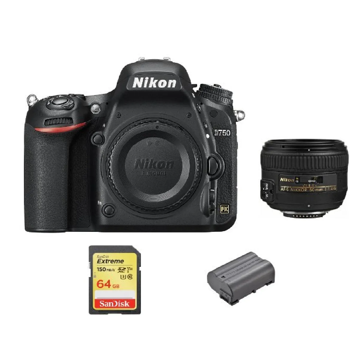 NIKON D750 + AF-S 50mm F1.4G + 64GB SD card + EN-EL15B Battery