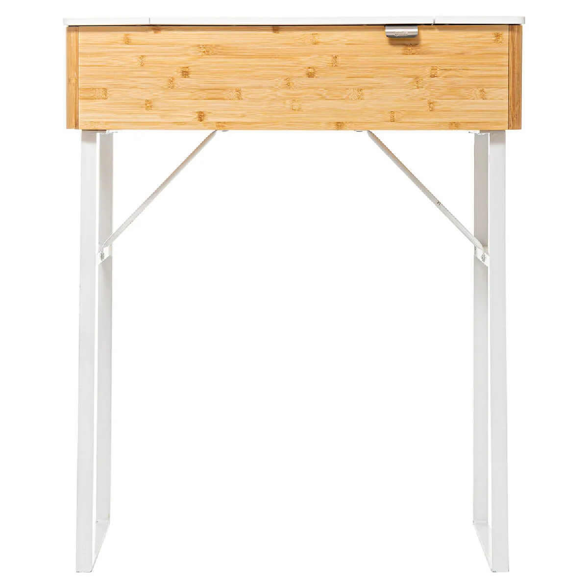 Meuble de coiffeuse en bois coloris blanc et naturel - longueur 72 x Profondeur 33 x Hauteur 88 cm