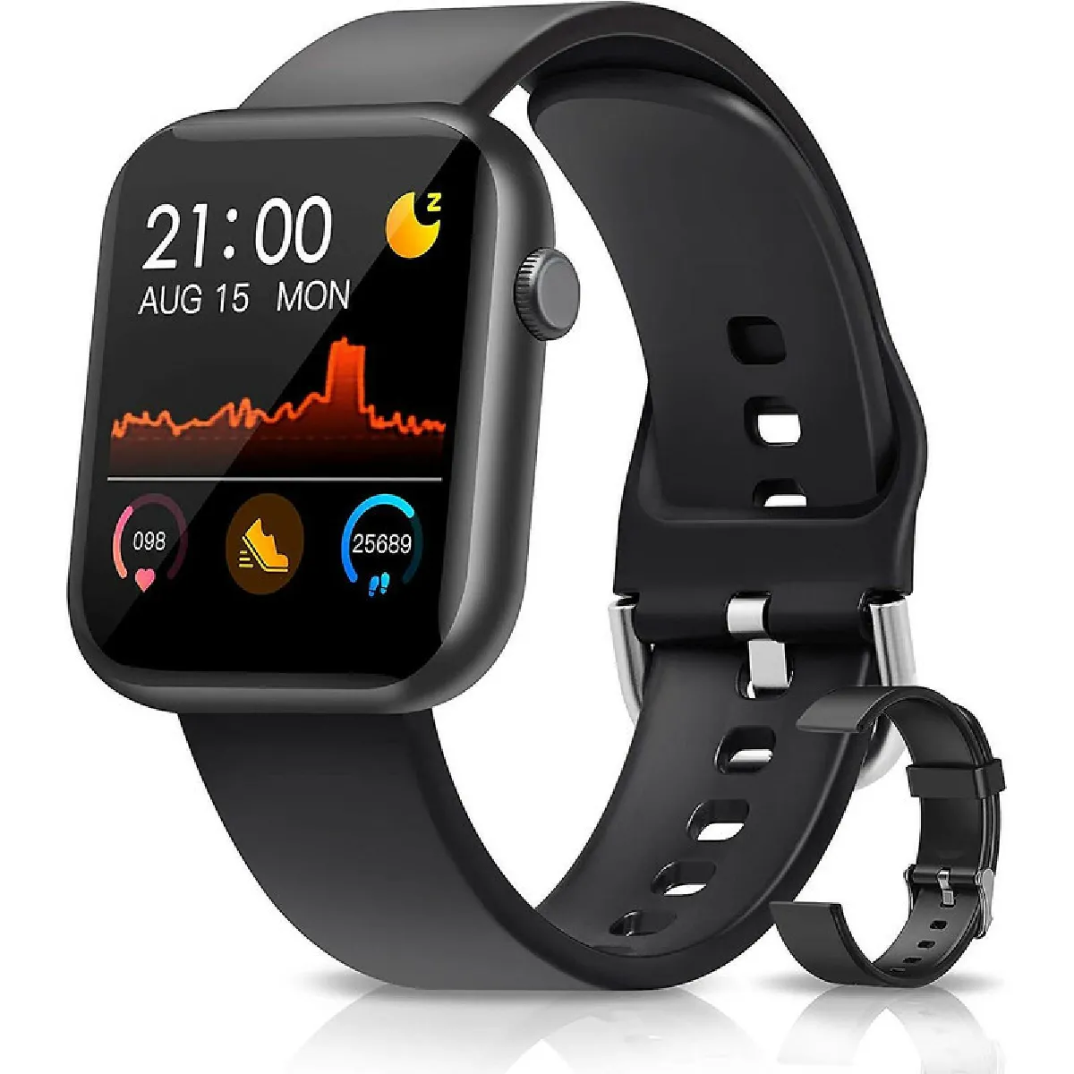 Montre Connectée, Smartwatch Femmes Hommes à Ecran Tactile Complet, Montre Connectée Jeux Suivi du Sommeil Montre Sport Calories Podometre Tensiomètre Bracelet Bluetooth pour Android Iphone,Noir