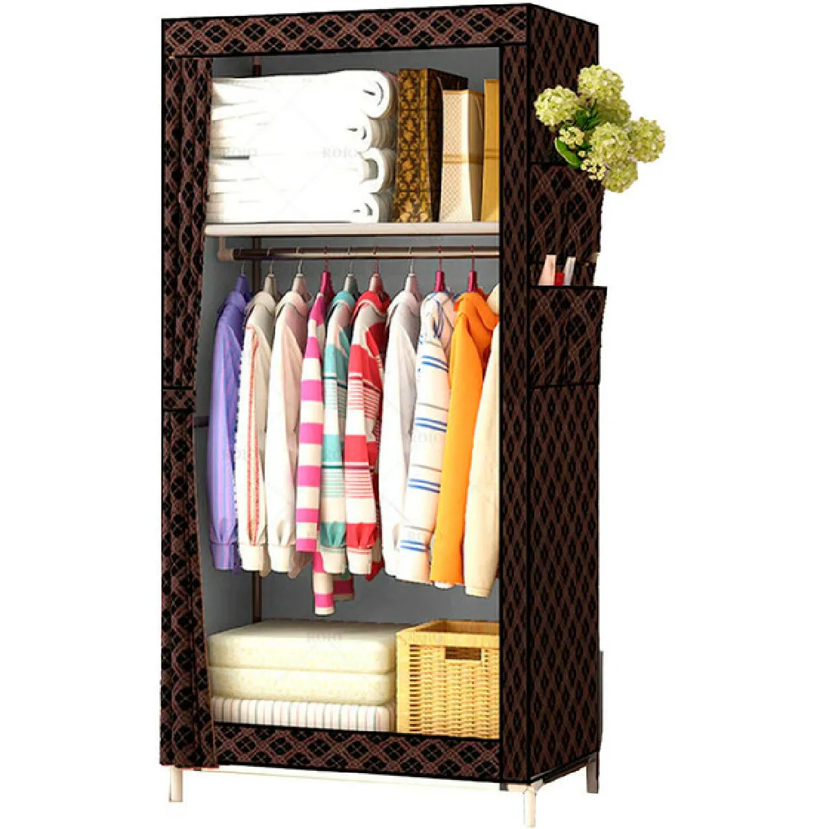 Dressing en tissu avec poches latérales Nyana Home 160x70x45 cm Noir