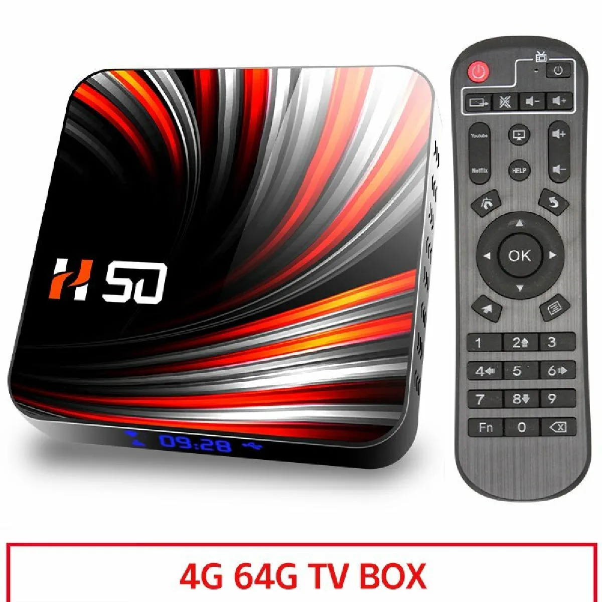 Pour Android Tv Box Android 10.0 4K 4Gb 32Gb 64Gb Lecteur Multimédia 3D Vidéo Smart Tv Box 4 64G_Prise Britannique