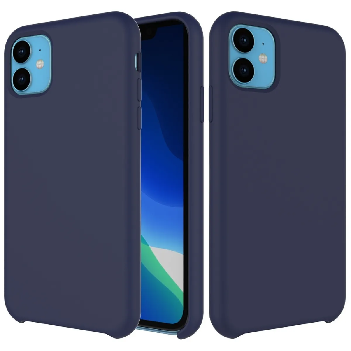 Coque Souple antichoc en silicone liquide pour iPhone 11 bleu foncé