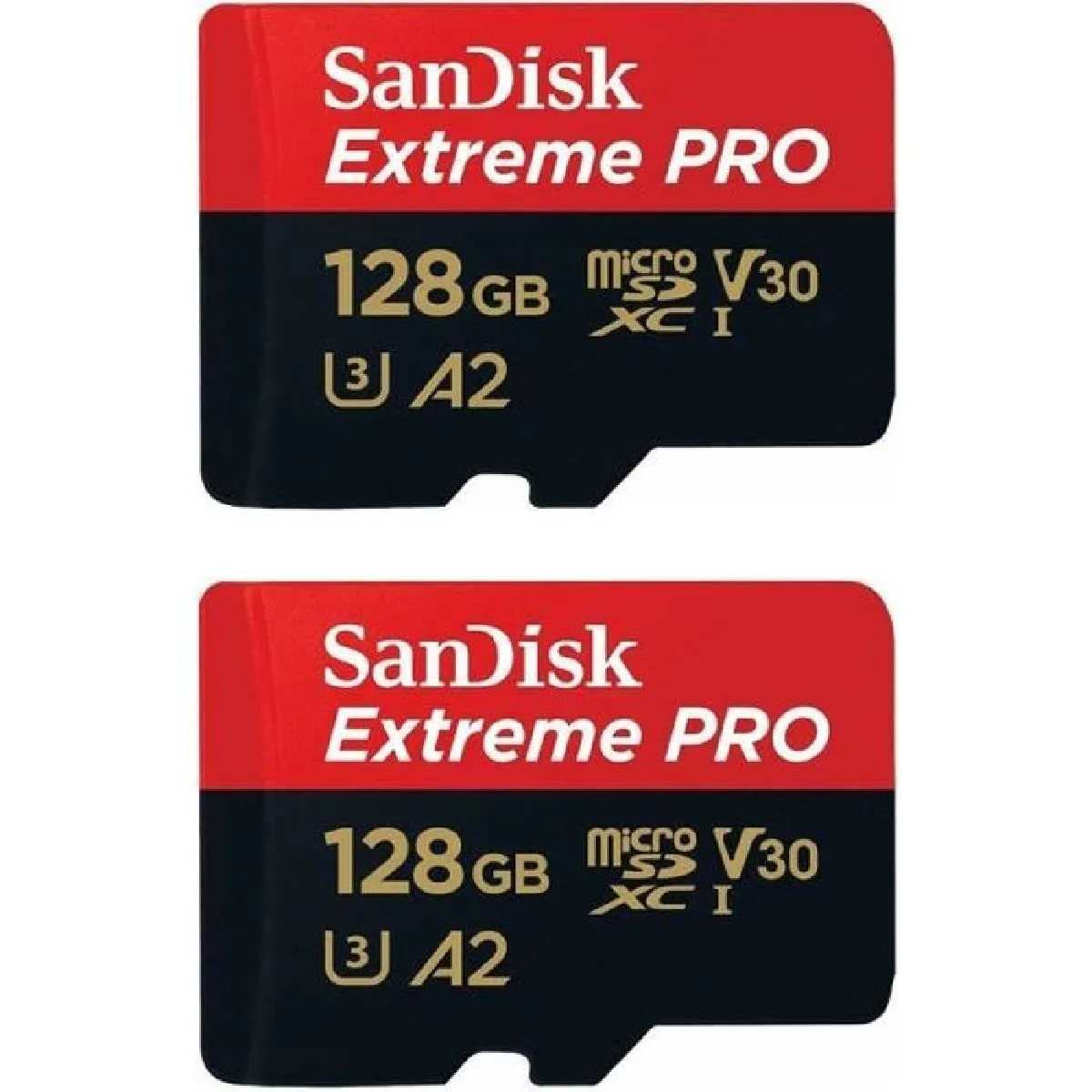 2pcs SanDisk Extreme Pro Carte mémoire MICRO SD 128Go Micro SDXC Classe 10 UHS-I U3 V30 170Mo/s A2