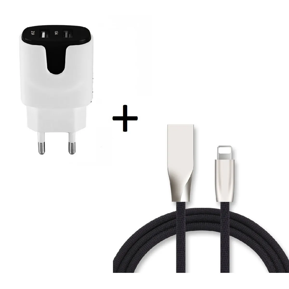 Pack Chargeur Lightning pour IPHONE 8 PLUS (Cable Fast Charge + Double Prise Secteur Couleur USB) APPLE IOS