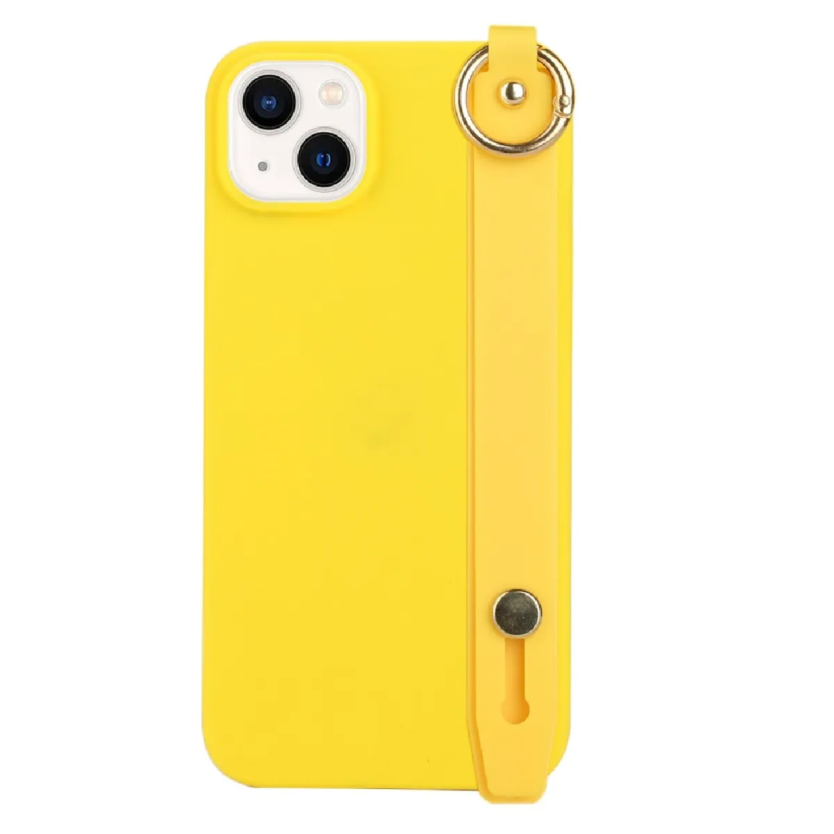 Coque en TPU couleur bonbon avec béquille en dragonne pour votre iPhone 14 - jaune