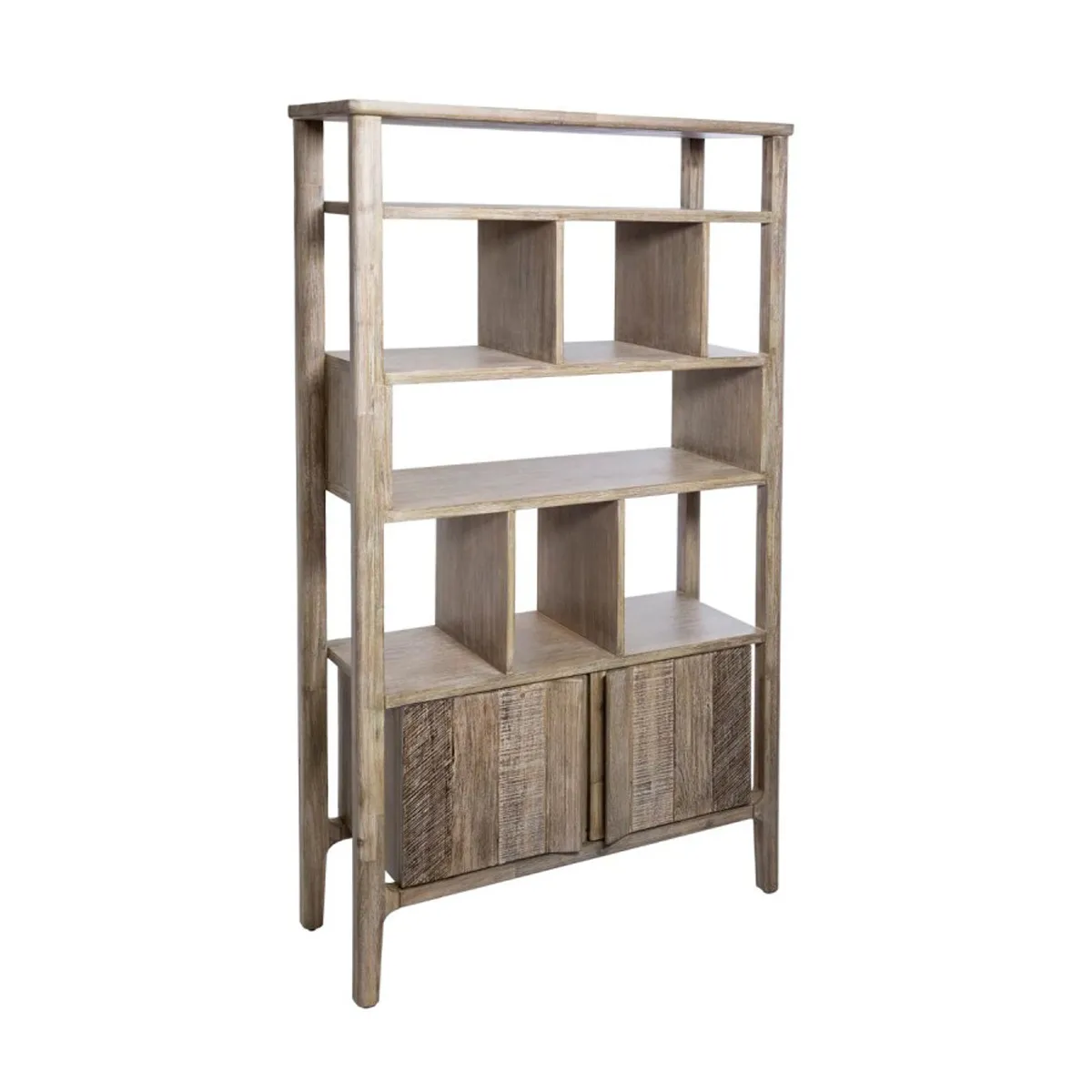 Bibliothèque coloris beige en bois - L. 95 x l. 35 x H. 180 cm