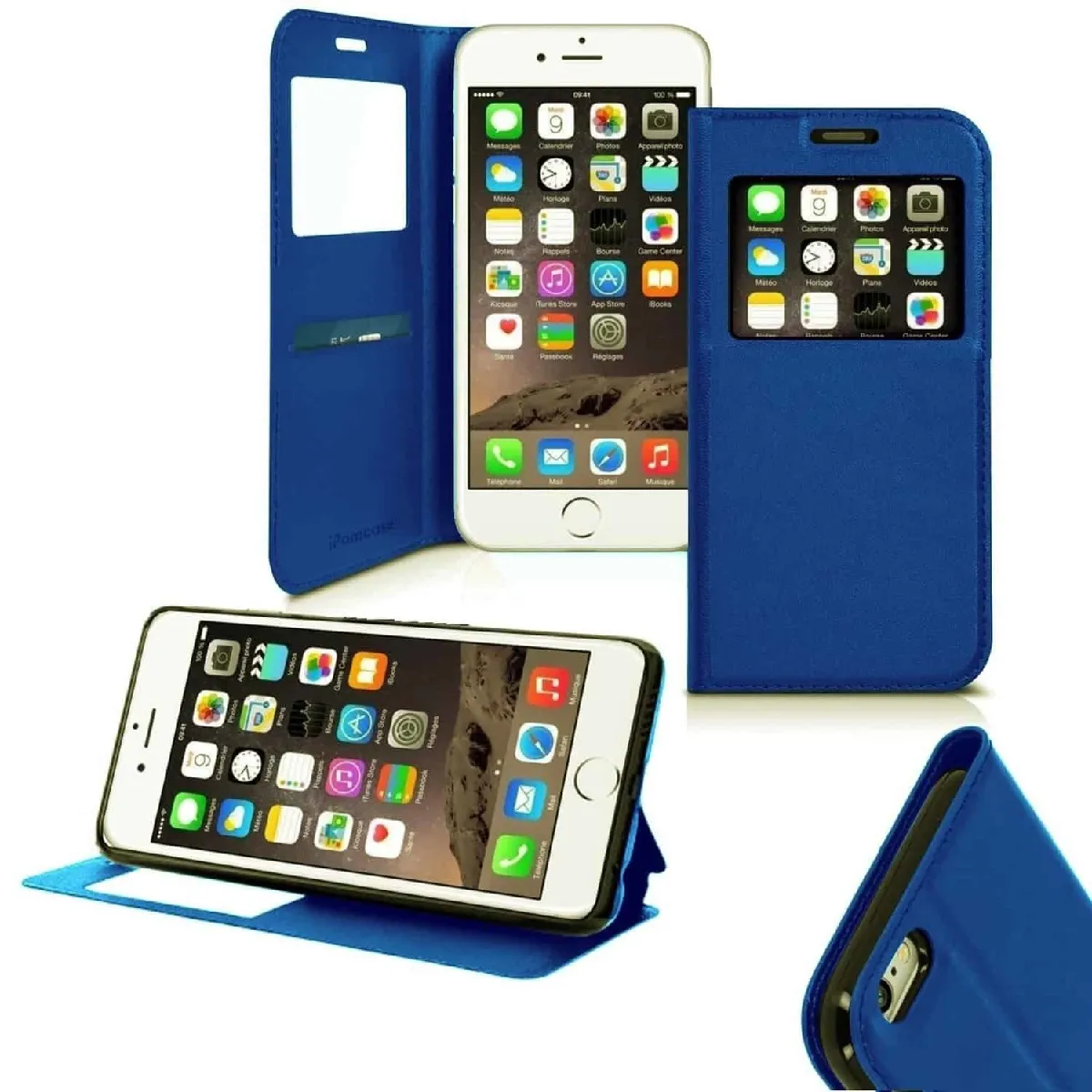 Coque Etui Housse de protection porte carte pour iPhone 6 et iPhone 6S -Bleu