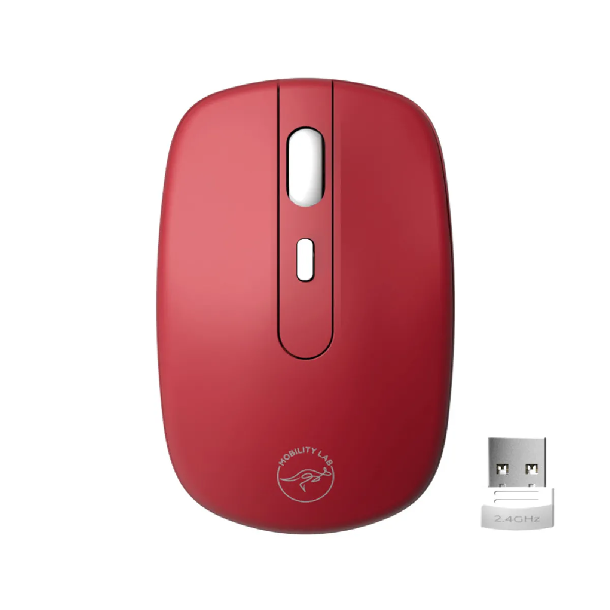 MOBILITY LAB - Souris sans fil RUBBA 2.4Ghz WINDOWS pour PC HP OMEN (ROUGE)