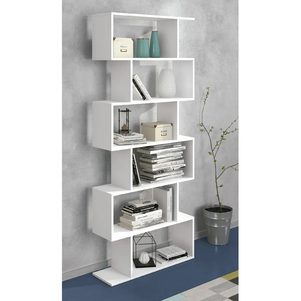 Etagère basse coloris blanc - Longueur 80 x profondeur 25 x hauteur 203 cm