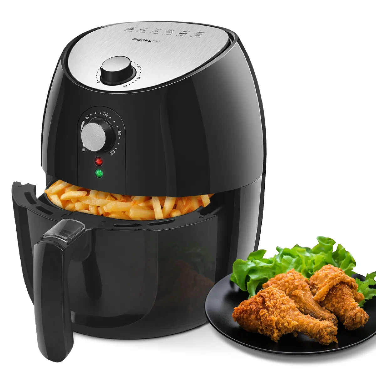 Hayden Pro - Friteuse à air chaud 1500 W, 3,5L. Minuterie et thermostat, panier anti-adhérant, arrêt automatique. Sans BPA, facile à nettoyer.