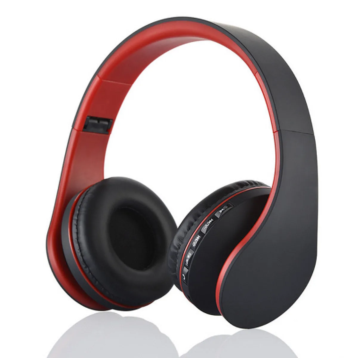 Casque Bluetooth sans fil sur l'oreille, casque stéréo Hi-Fi Rydohi avec basses profondes, modes pliables et légers, micro filaire et sans fil intégré pour téléphones portables, télévision, PC et voyages(rouge)