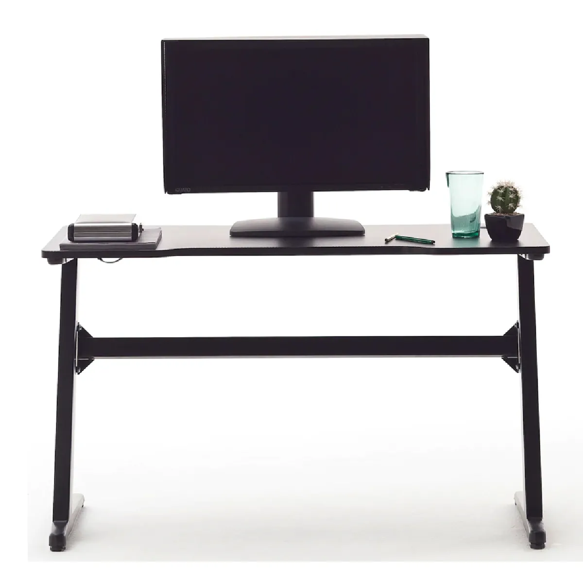 Bureau d'ordinateur / table de jeu aspect carbone en métal + LED - Longueur 120 x Hauteur 73 x Profondeur 60 cm