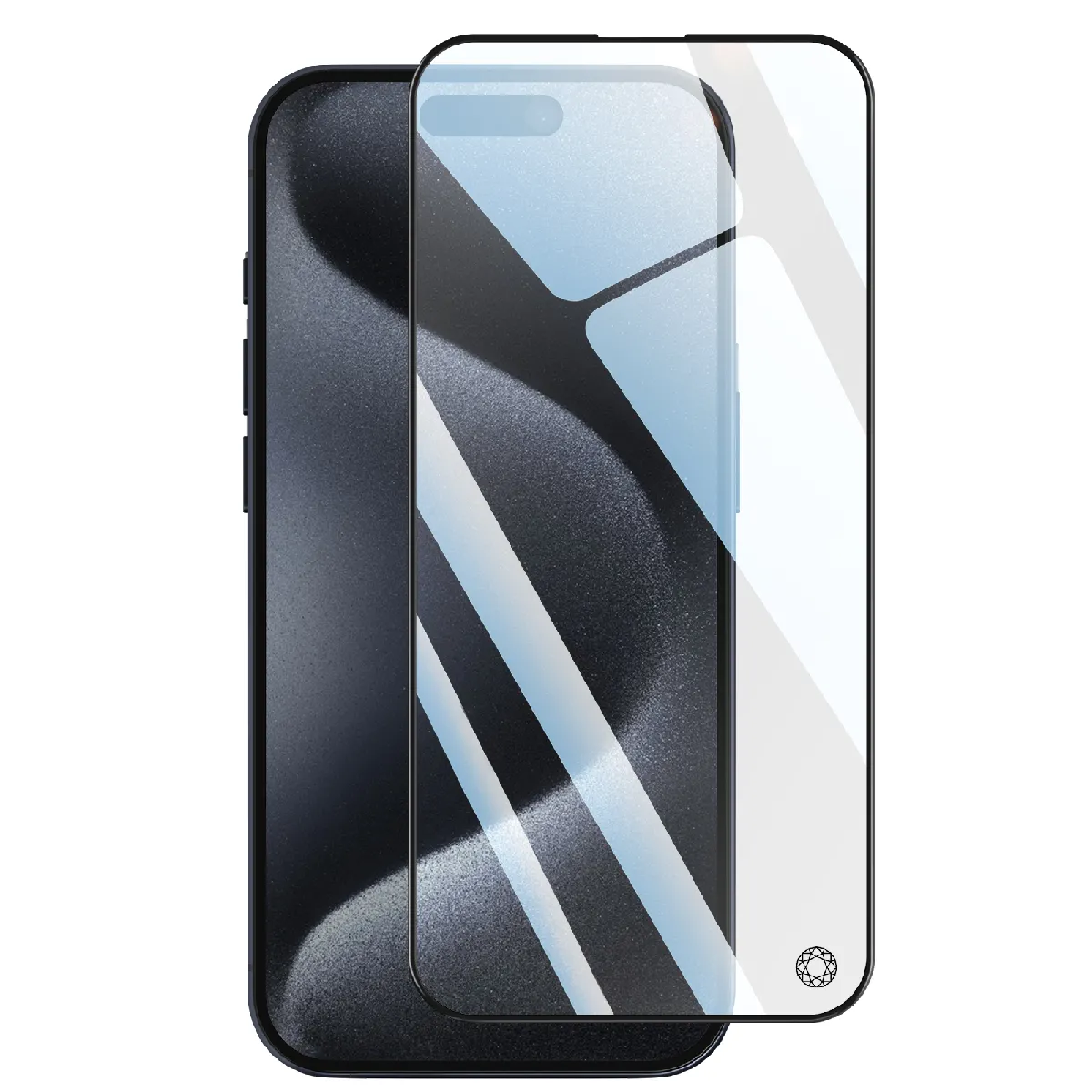 Force Glass Verre Trempé pour iPhone 15 Pro Verre Trempé Résistant 9H+ Bord 2.5D Noir