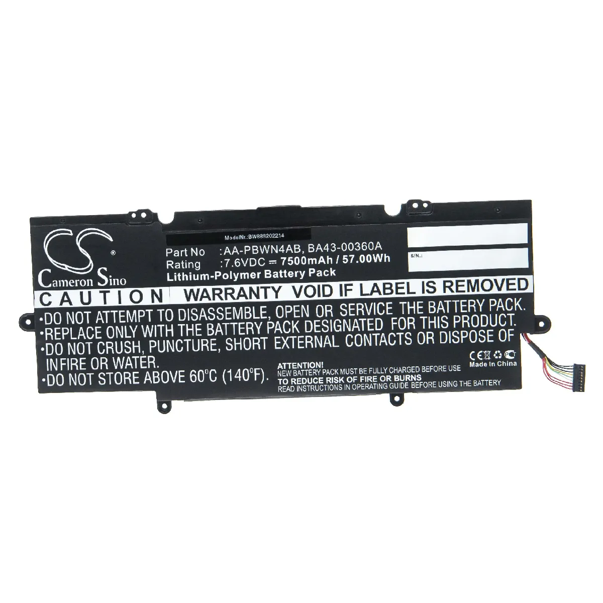 vhbw Batterie compatible avec Samsung Ativ Book 5 540U, 5 540U4, 5 540U4E, 5 NP540U4 ordinateur portable Notebook (7500mAh, 7,6V, Li-polymère)