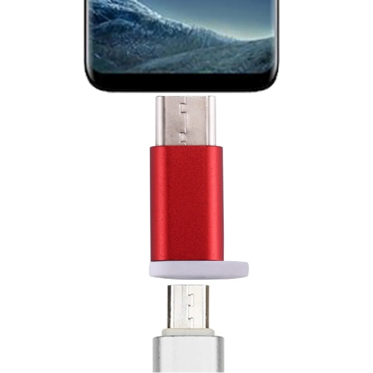 Adaptateur rouge pour Samsung Galaxy S8 et S8 + / LG G6 / Huawei P10 P10 Plus / Oneplus 5 / Xiaomi Mi6 Max 2 / autres Smartphones USB-C / Type-C Mâle à Micro USB 2.0 Convertisseur Femelle,