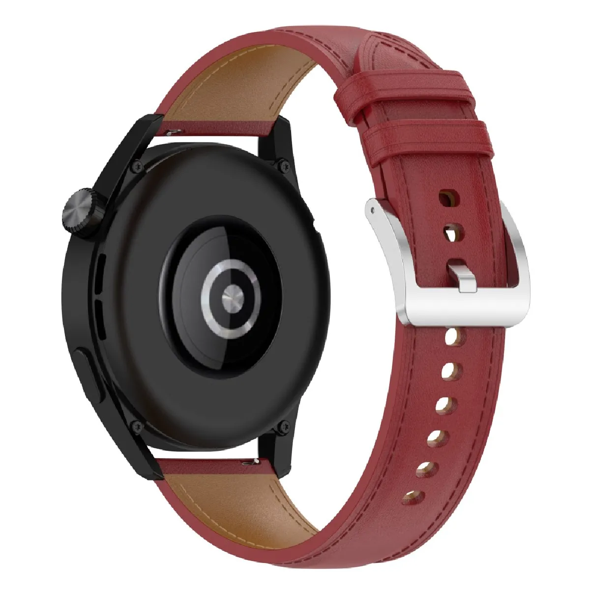 Bracelet en cuir véritable rouge pour votre Samsung Galaxy Watch3 45mm/Huawei Watch GT 3/Honor Watch GS3/Garmin/Xiaomi Mi Watch S1 22mm