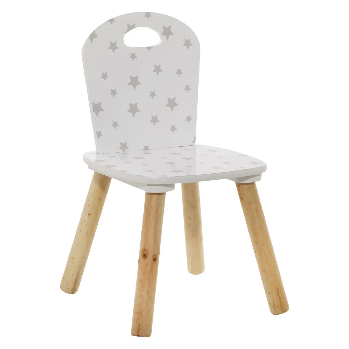 Chaise enfant en bois Douceur - Blanc avec motifs