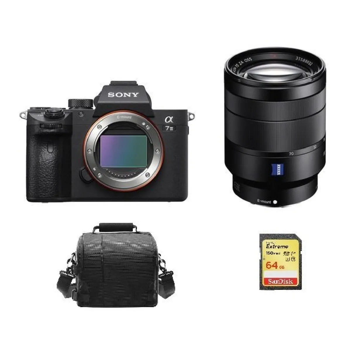 SONY A7 III + SEL 24-70MM F4 ZA OSS + 64GB SD card + camera Bag