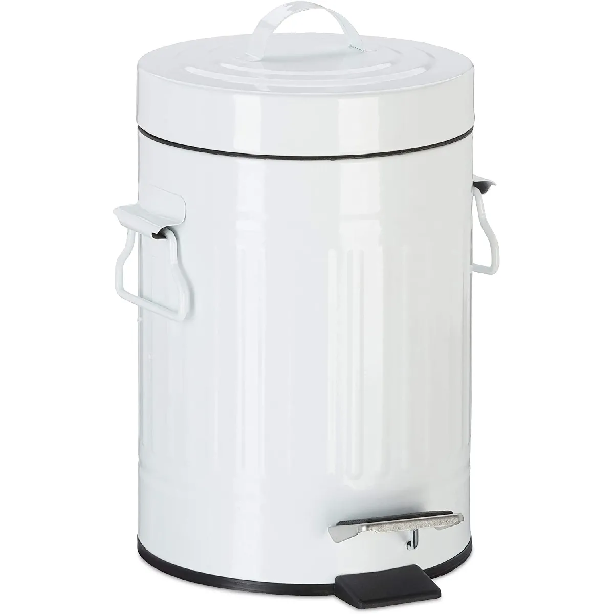 Poubelle à pédale vintage cuisine ou la salle de bain en métal 3 litres blanc 13_0002319