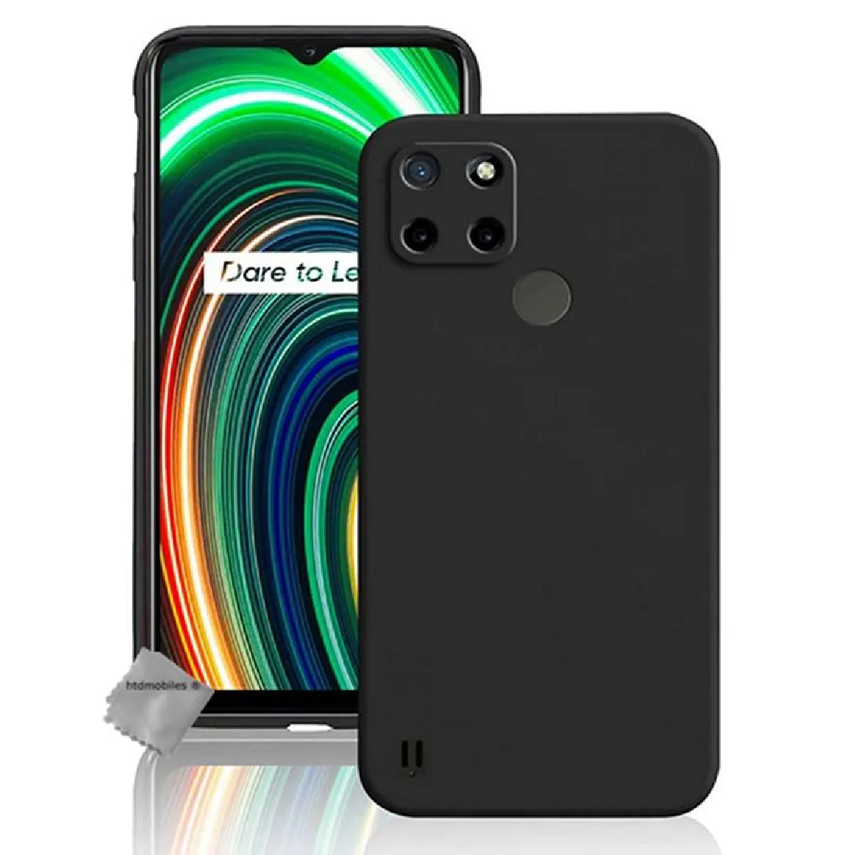 Coque silicone gel fine pour Realme C21-Y / C25Y + verre trempe - NOIR