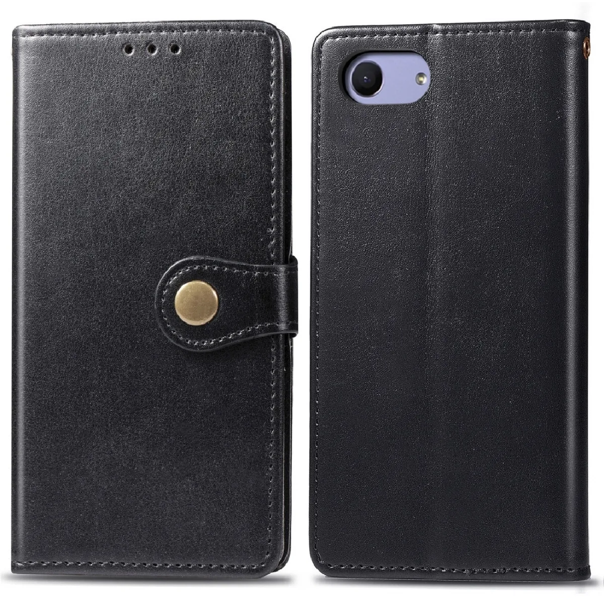 Housse Coque Etui en cuir de couleur unie pour téléphone mobile avec boucle et fonction de support Sony Xperia XZ4 Compact / Xperia XZ4 Mini Noir