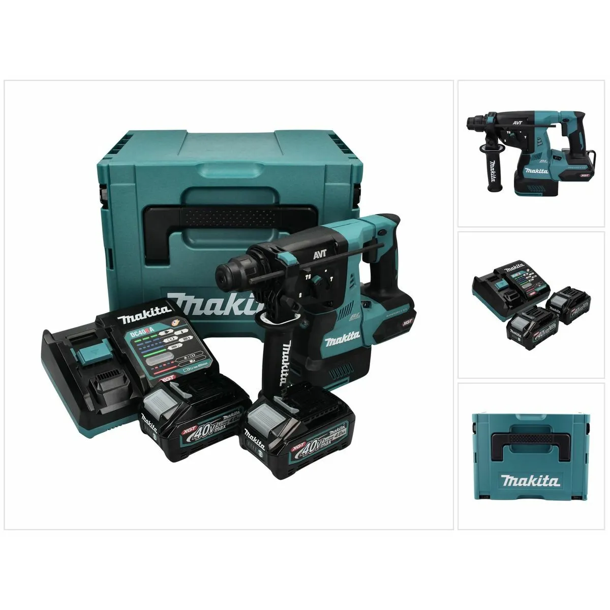 Makita HR 003 GM201 Perforateur burineur sans fil 40 V max. 2,8 J SDS + 2x Batteries 4,0 Ah + Chargeur + Coffret Makpac