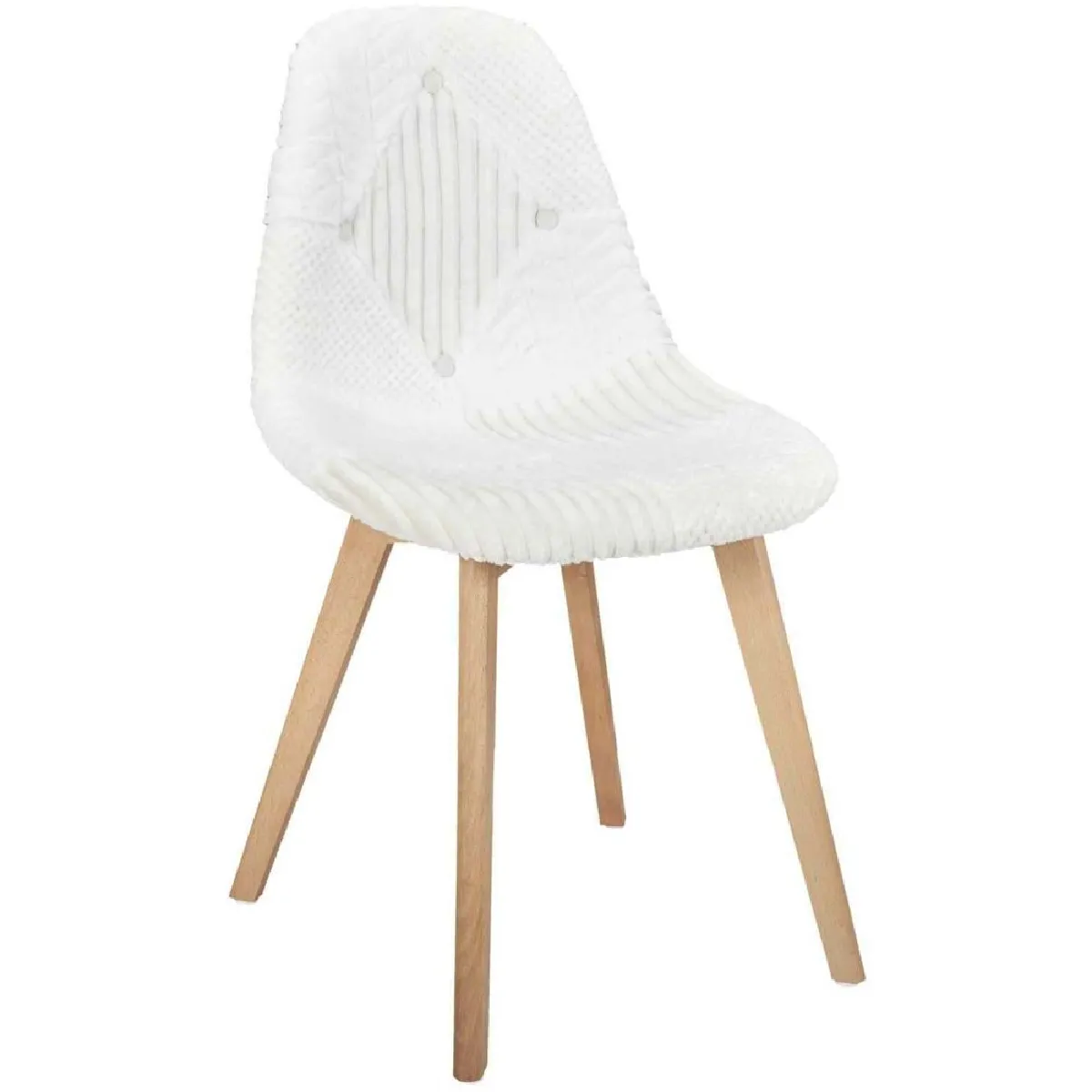 Chaise scandinave patchwork blanc.